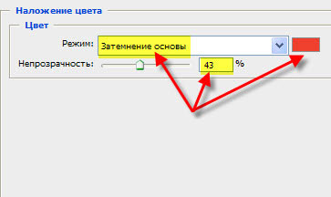 Вкладка "Наложение цвета"