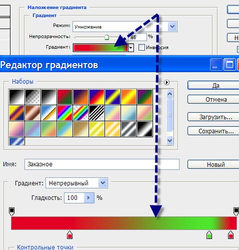 Вкладка "Наложение градиента"