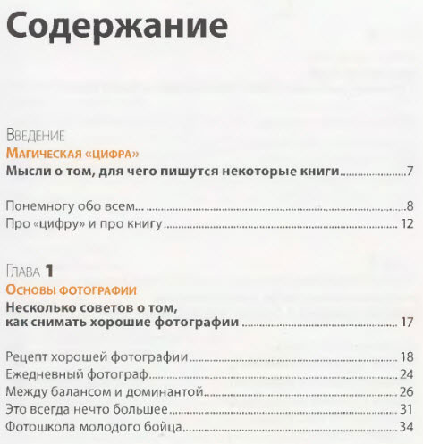 Оранжевая книга цифровой фотографии Оглавление, глава 1